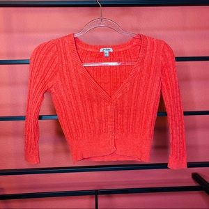 Coral cropped cardigan